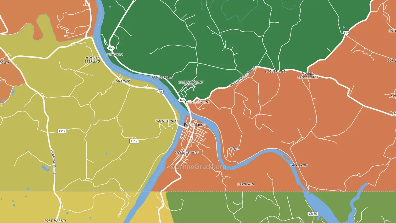 Point Marion, PA Map of Burglary Rates
