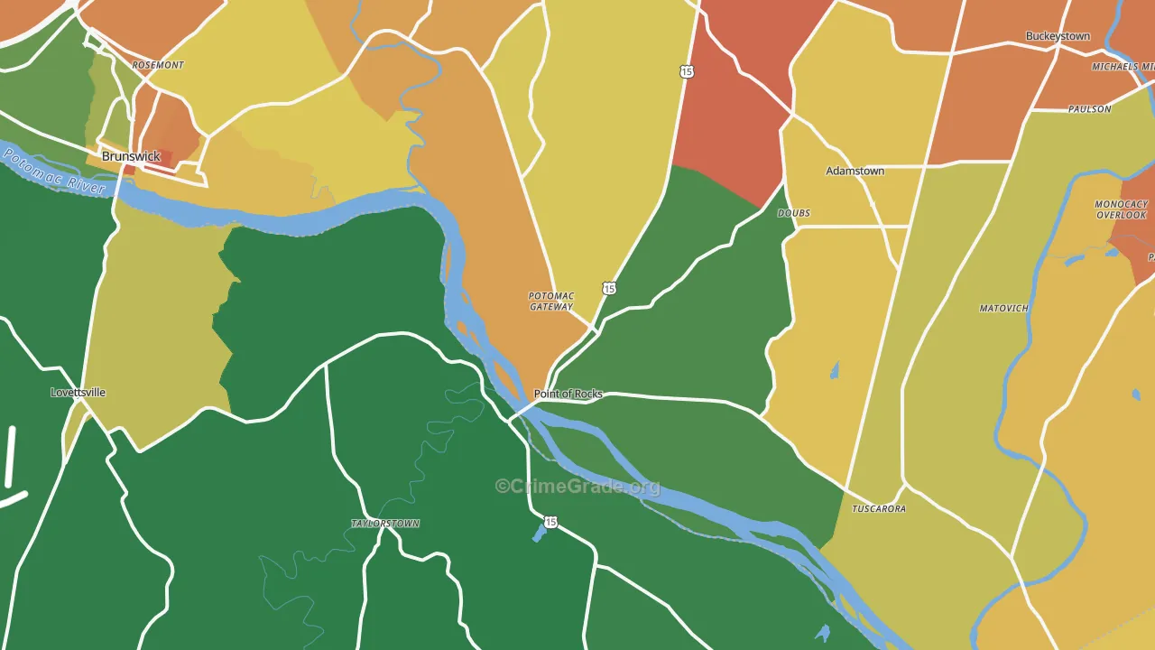 Point Of Rocks, MD Map of Burglary Rates