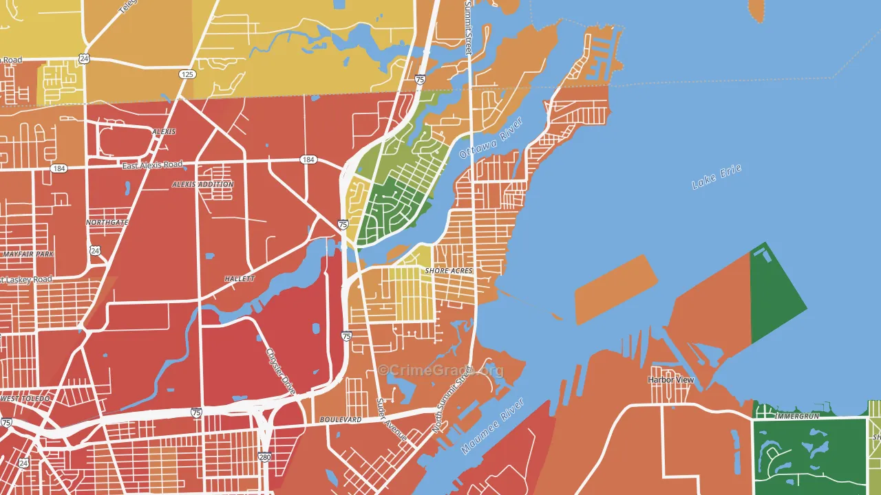 Point Place, Toledo, OH Map of Burglary Rates