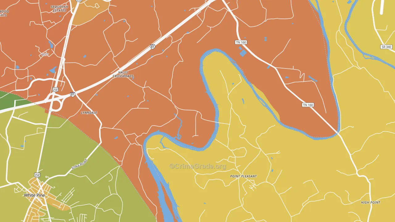 Point Pleasant, TN Map of Burglary Rates