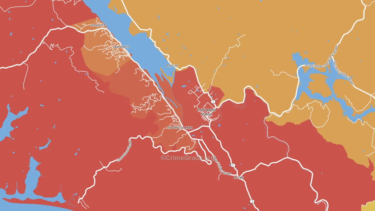 Point Reyes Station, CA Map of Burglary Rates
