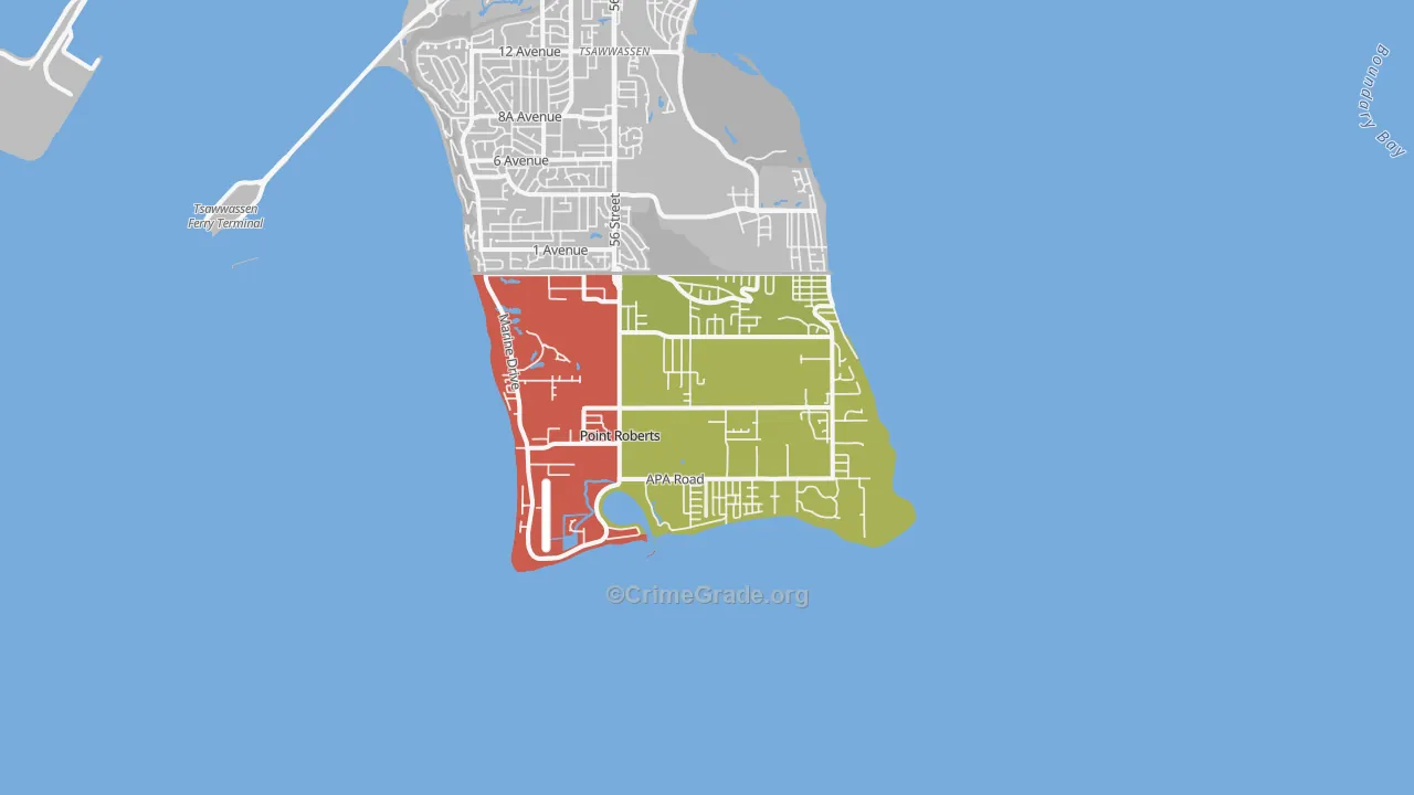 Point Roberts, WA Map of Burglary Rates