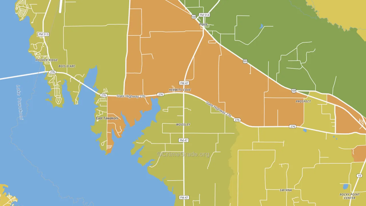 Point, TX Map of Burglary Rates