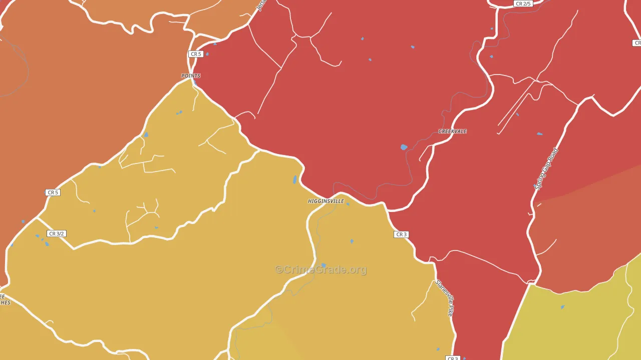 Points, WV Map of Burglary Rates