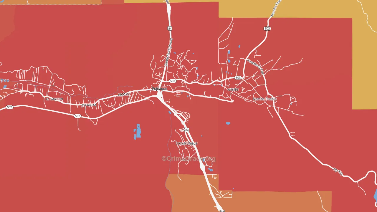 Pojoaque, NM Map of Burglary Rates