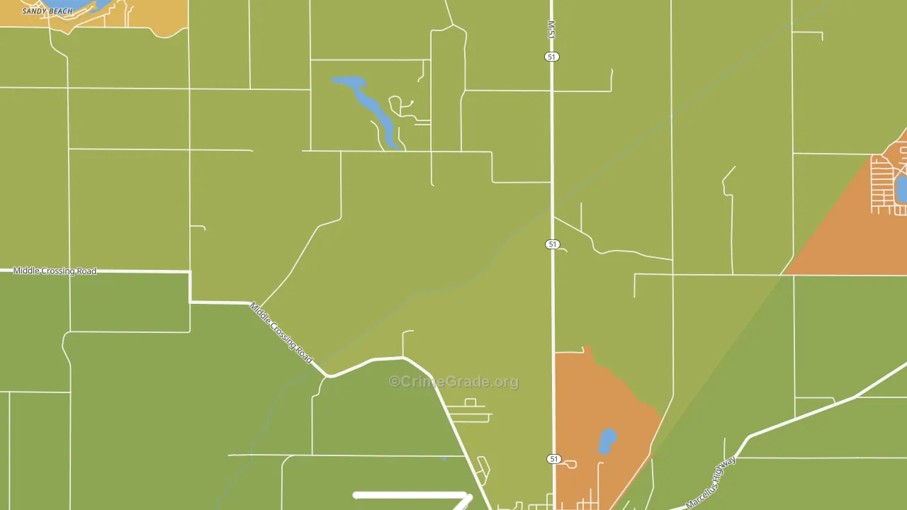 Pokagon, MI Map of Burglary Rates