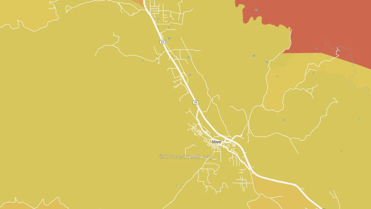 Poland Junction, AZ Map of Burglary Rates