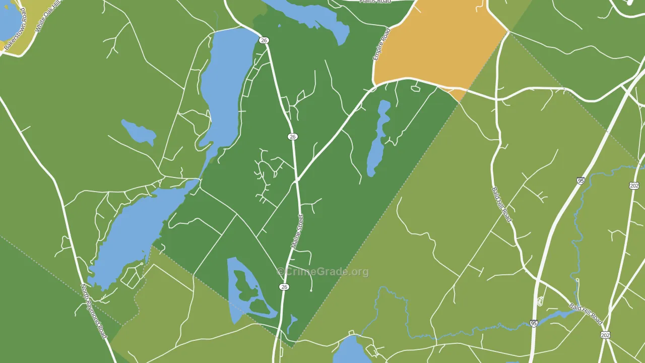 Poland Spring, ME Map of Burglary Rates