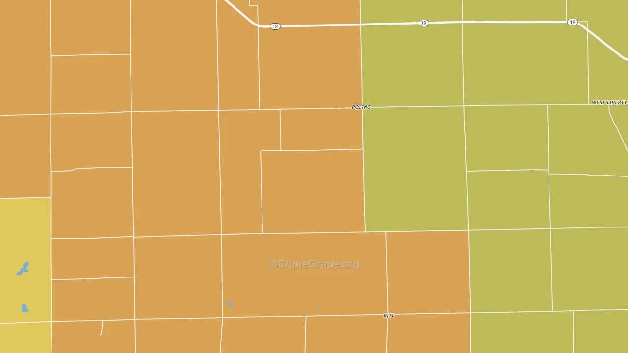 Poling, IN Map of Burglary Rates