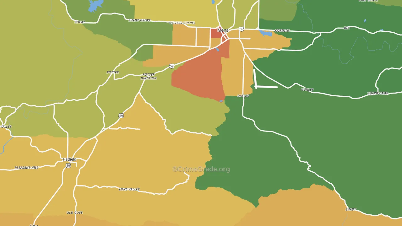 Polk County, AR Map of Burglary Rates