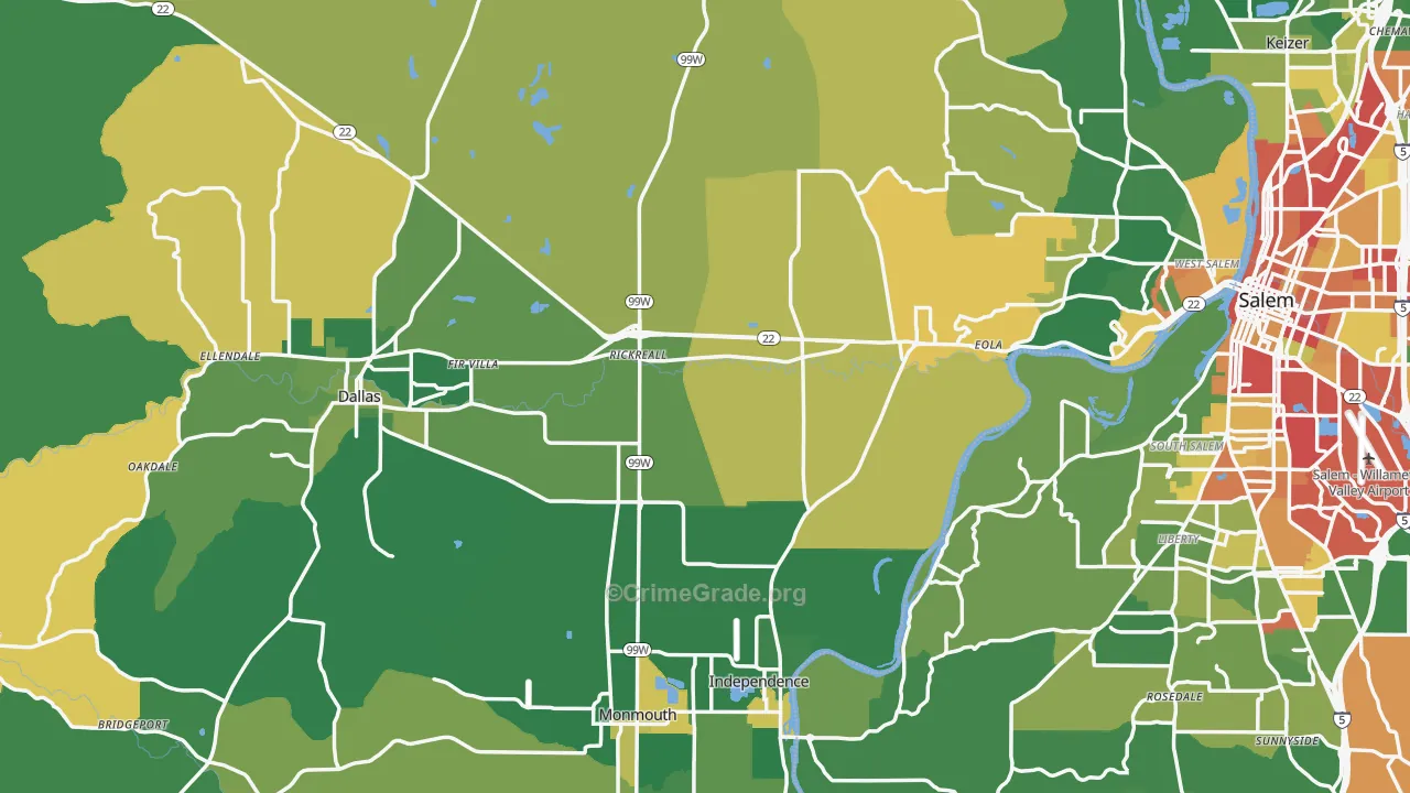 Polk County, OR Map of Burglary Rates
