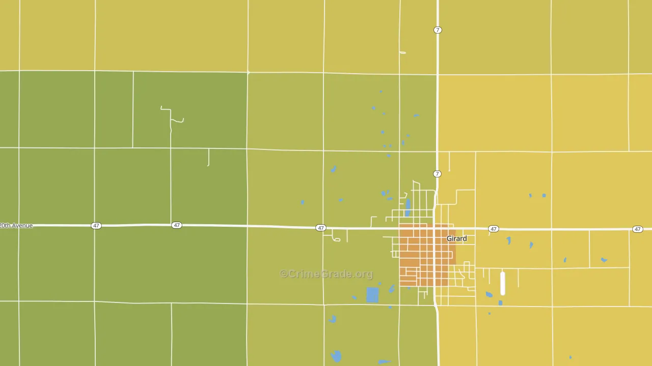Polk, KS Map of Burglary Rates