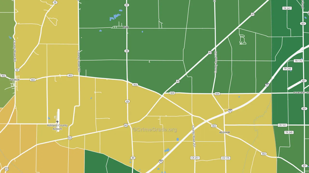 Polk, OH Map of Burglary Rates