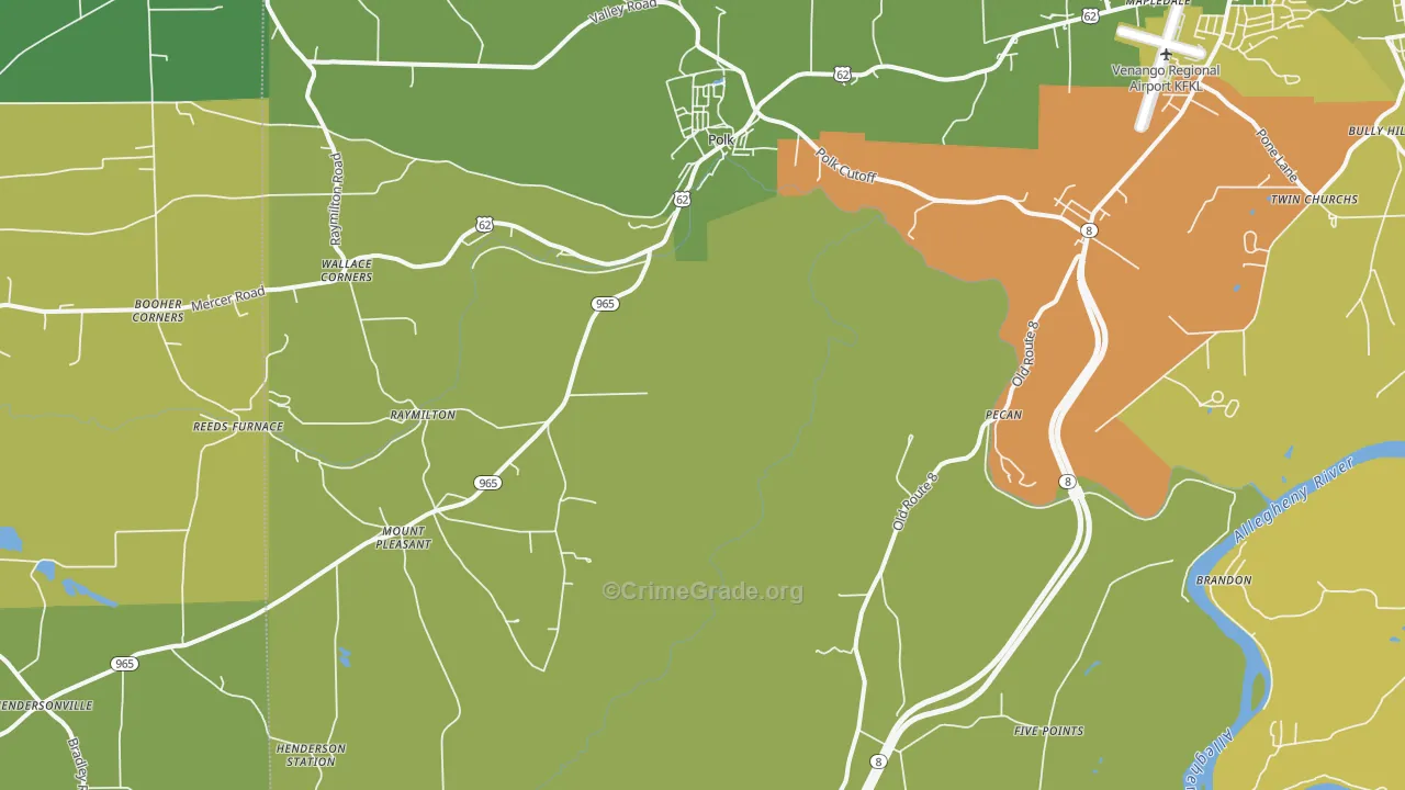 Polk, PA Map of Burglary Rates