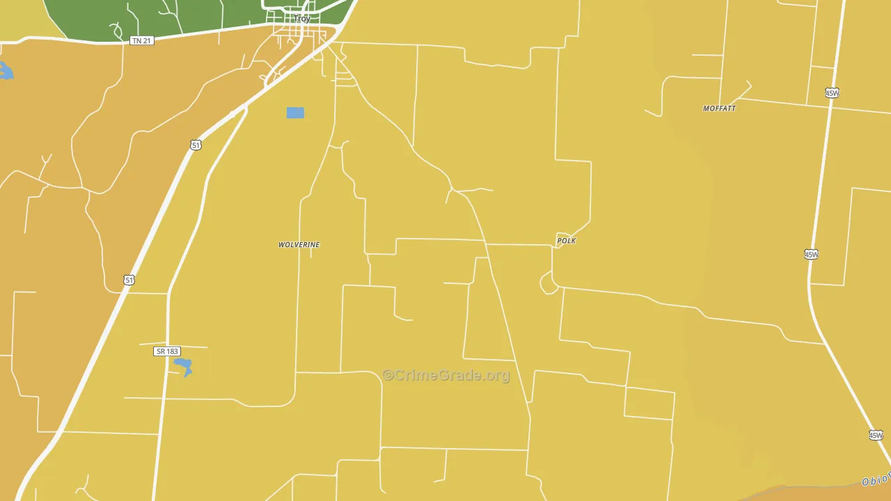 Polk, TN Map of Burglary Rates