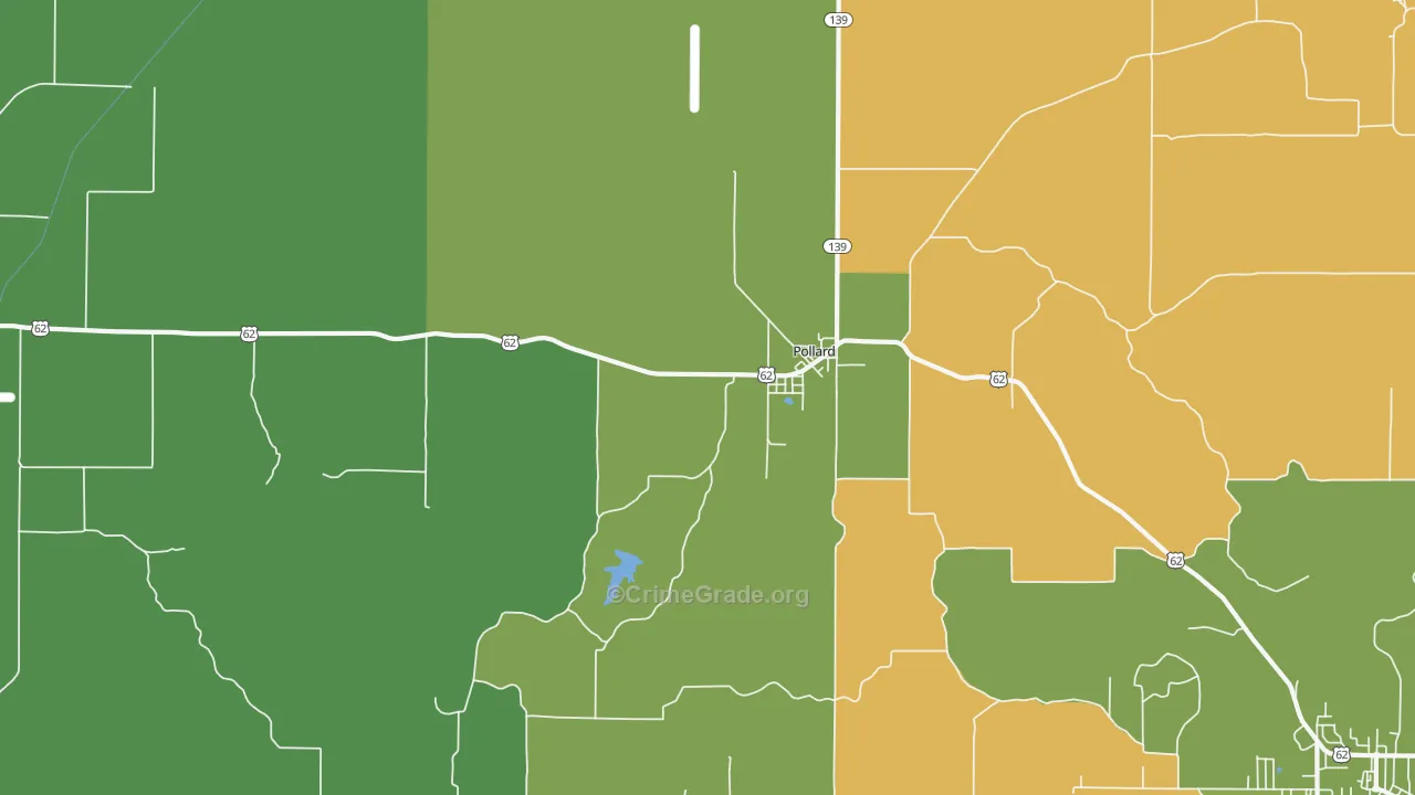 Pollard, AR Map of Burglary Rates