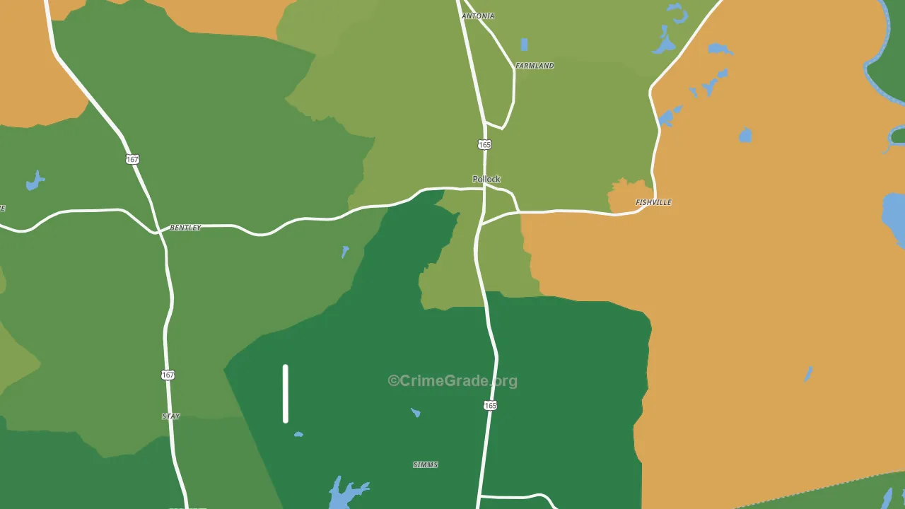 Pollock, LA Map of Burglary Rates