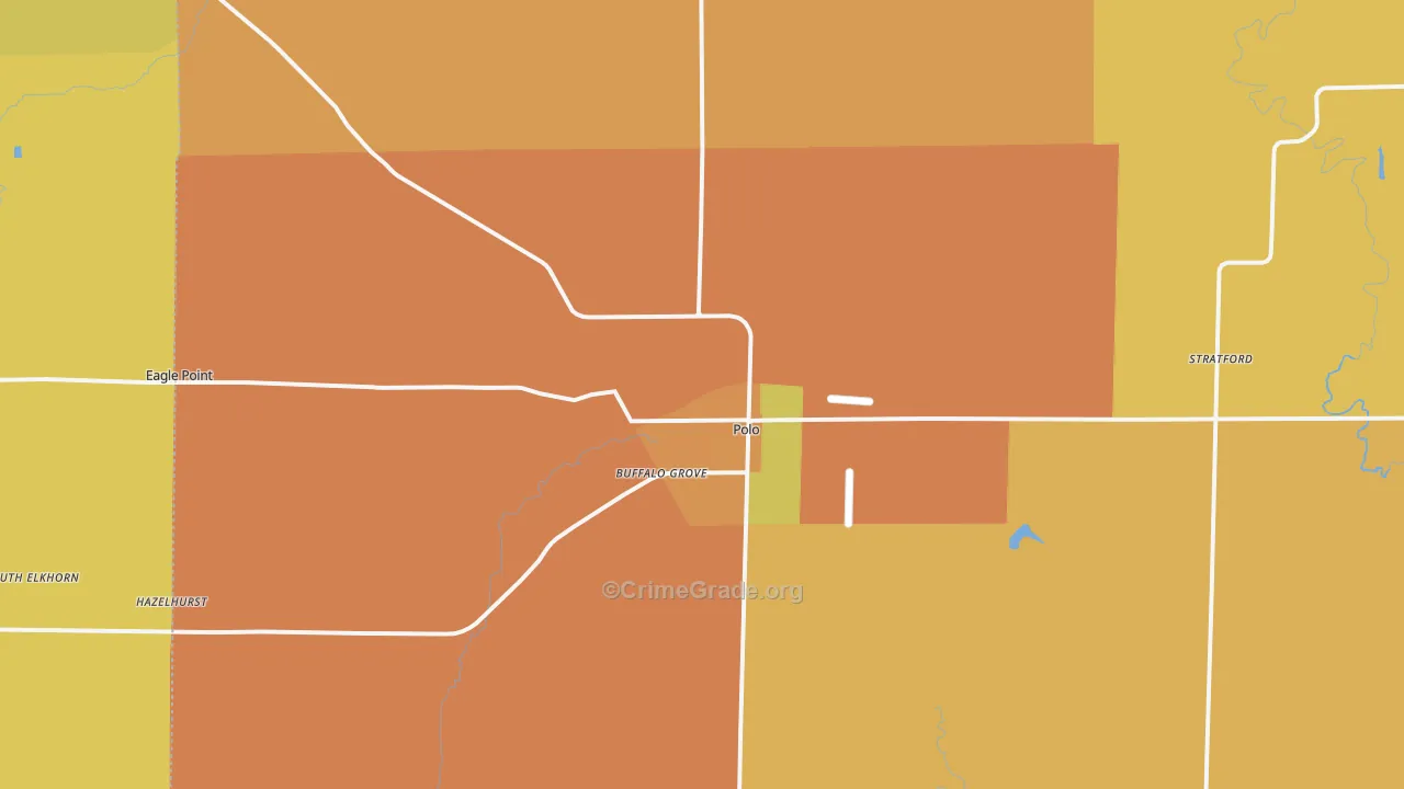 Polo, IL Map of Burglary Rates