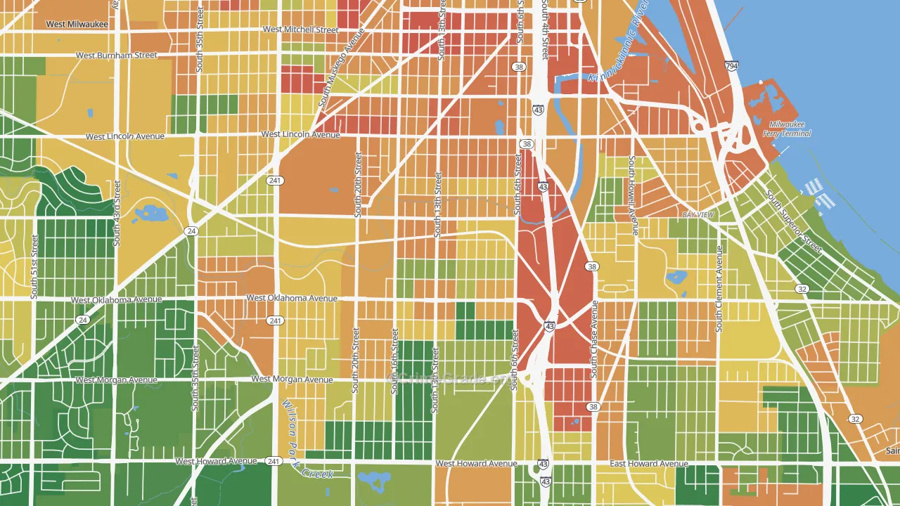 Polonia, Milwaukee, WI Map of Burglary Rates