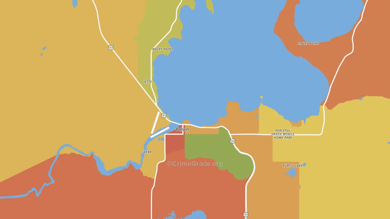 Polson, MT Map of Burglary Rates