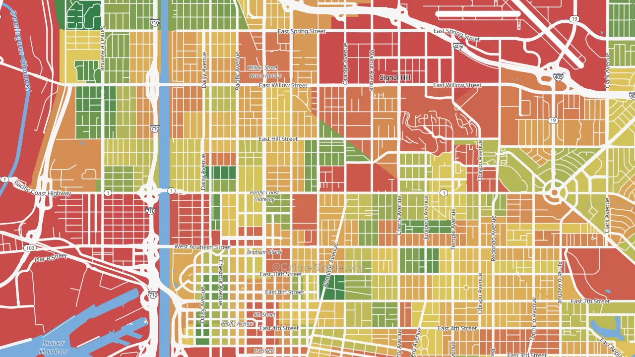 Poly High District, Long Beach, CA Map of Burglary Rates