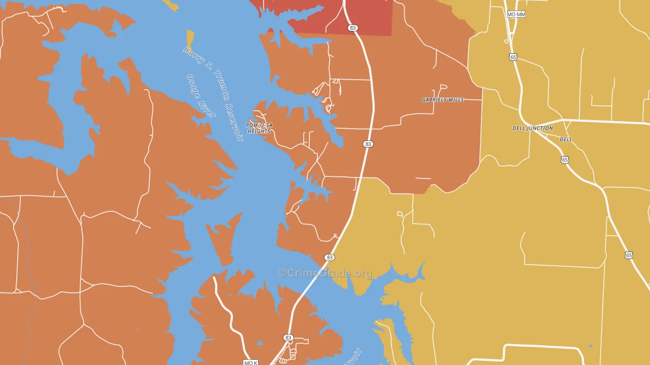 Pom-o-sa Heights, MO Map of Burglary Rates