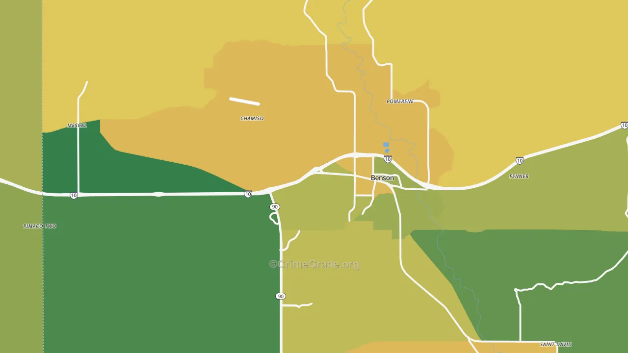 Pomerene, AZ Map of Burglary Rates