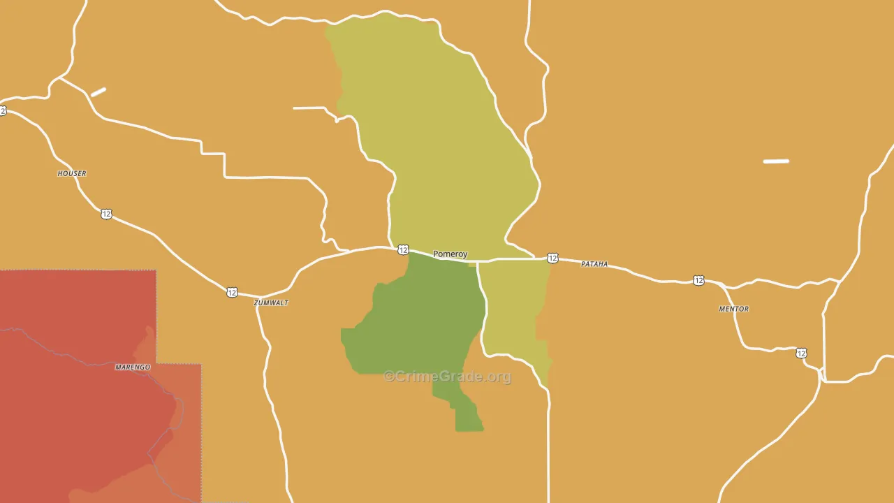 Pomeroy, WA Map of Burglary Rates