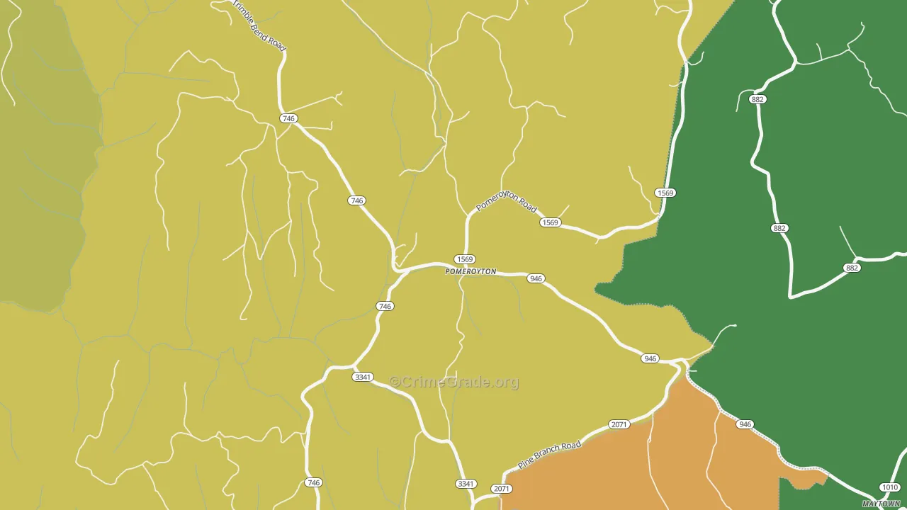 Pomeroyton, KY Map of Burglary Rates
