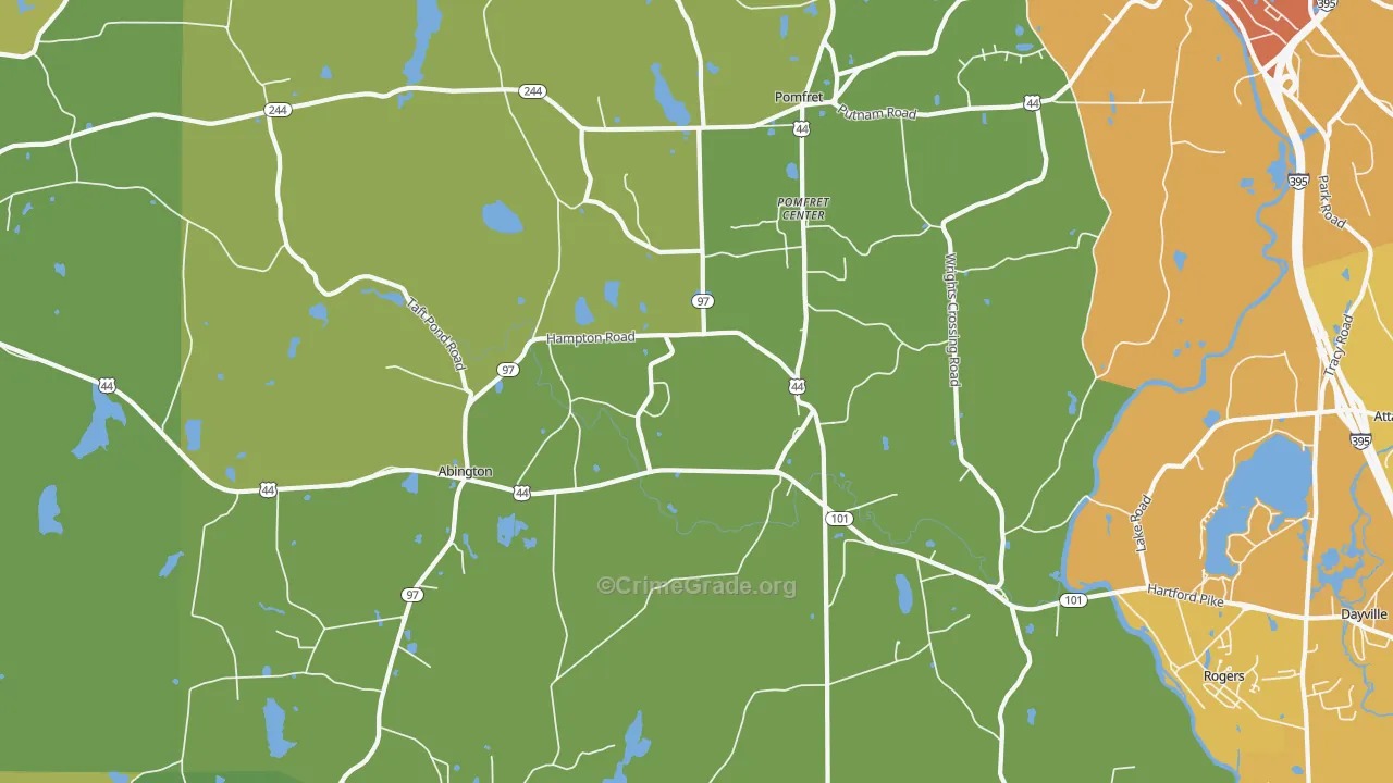 Pomfret Center, CT Map of Burglary Rates