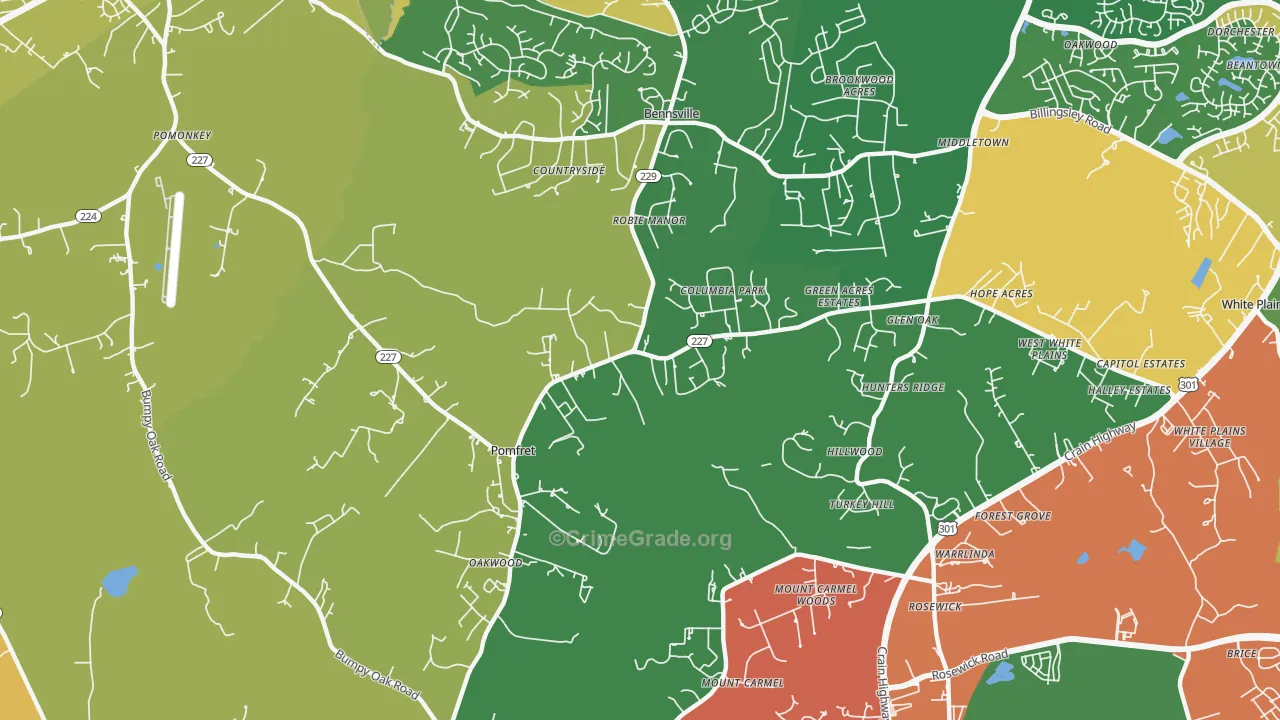 Pomfret, MD Map of Burglary Rates
