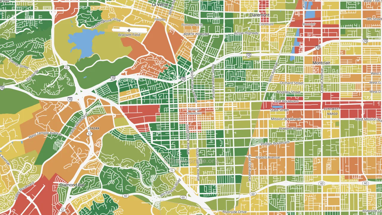Pomona, CA Map of Burglary Rates