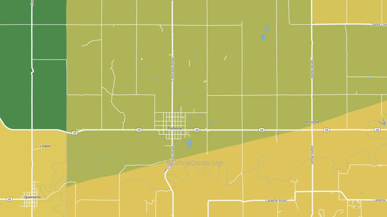 Pomona, KS Map of Burglary Rates