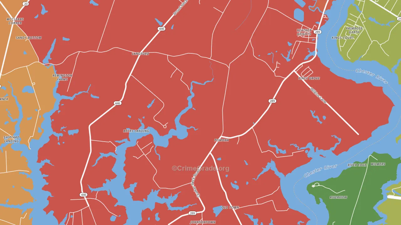 Pomona, MD Map of Burglary Rates