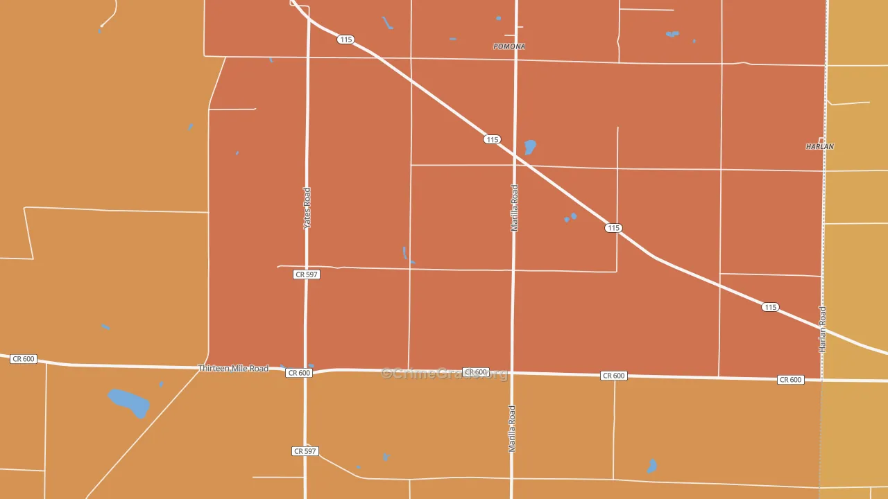 Pomona, MI Map of Burglary Rates