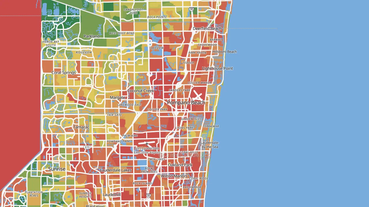 Pompano Beach, FL Map of Burglary Rates