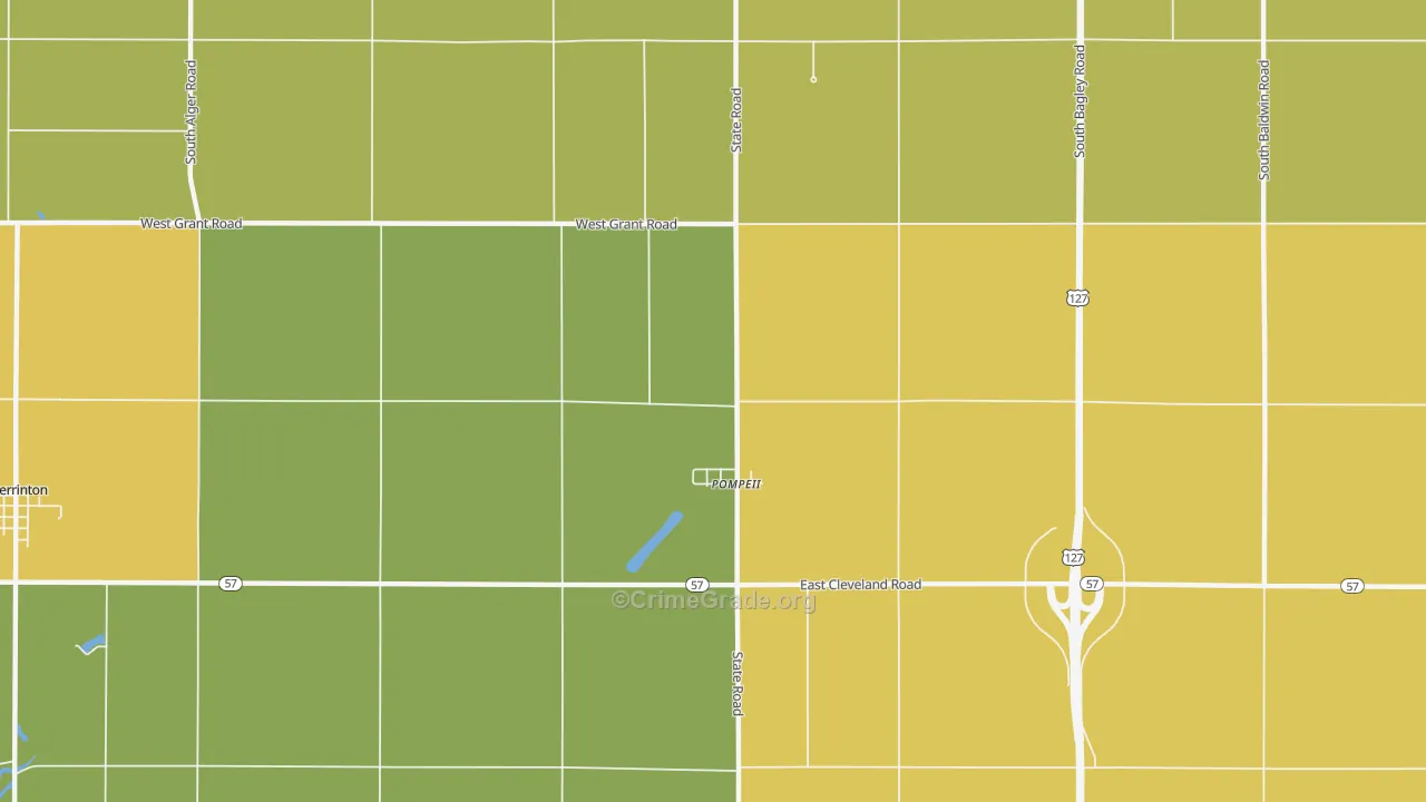 Pompeii, MI Map of Burglary Rates