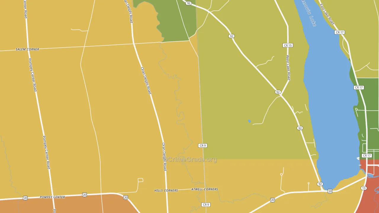Pompey Center, NY Map of Burglary Rates