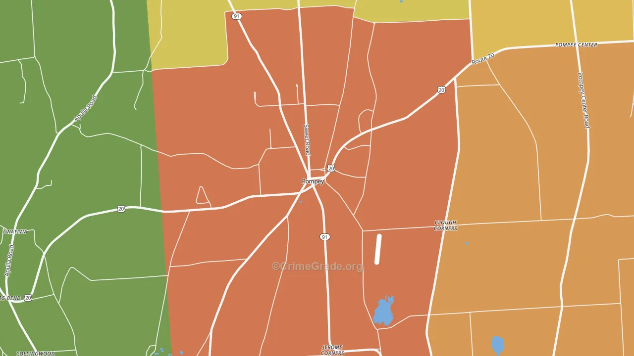 Pompey, NY Map of Burglary Rates