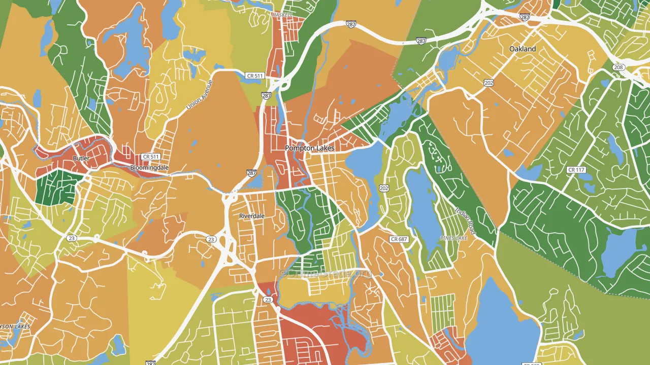 Pompton Lakes, NJ Map of Burglary Rates