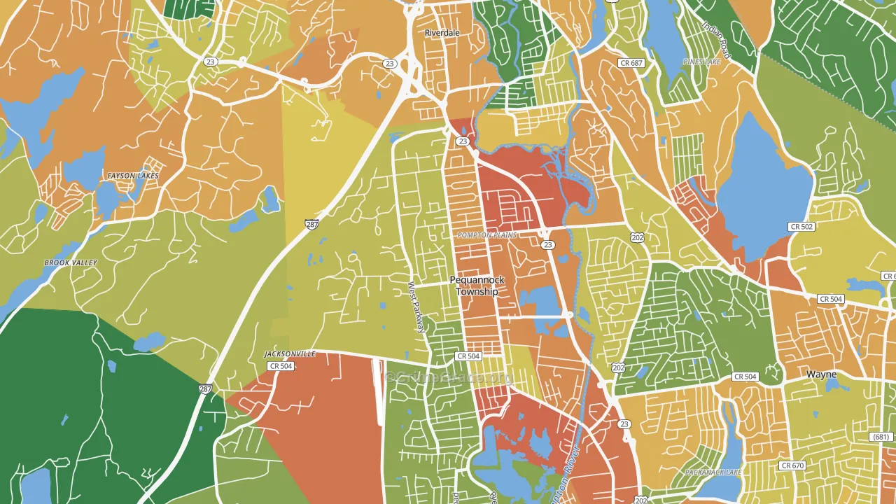 Pompton Plains, NJ Map of Burglary Rates