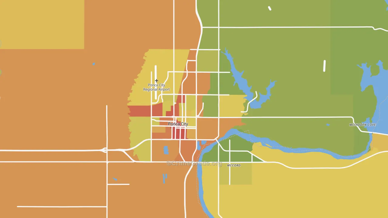 Ponca City, OK Map of Burglary Rates