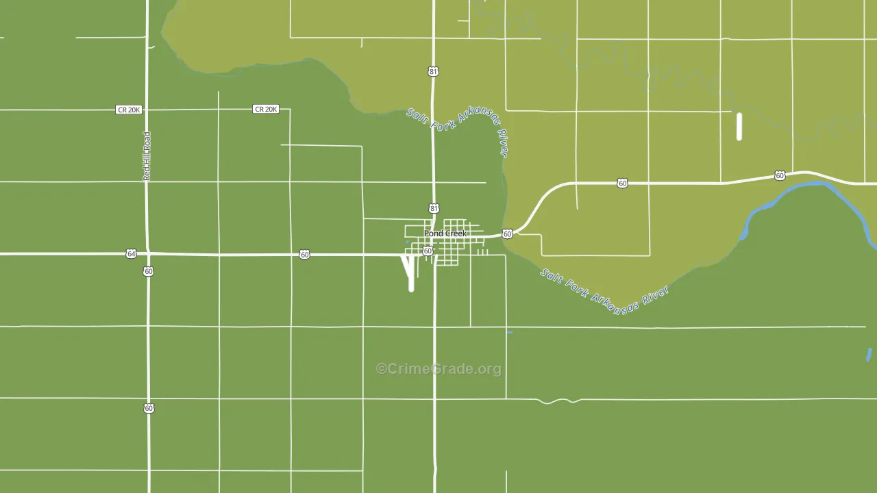 Pond Creek, OK Map of Burglary Rates