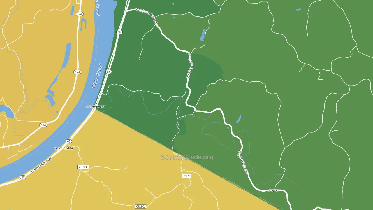 Pond Creek, WV Map of Burglary Rates