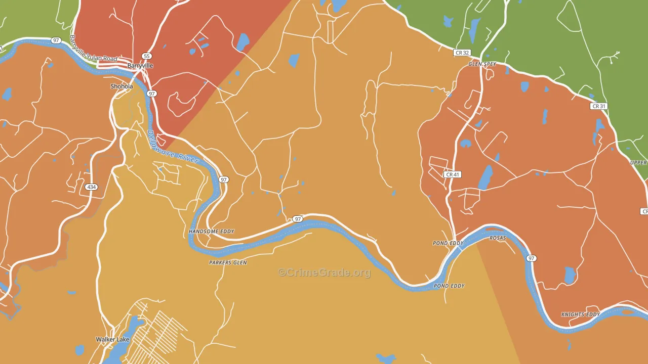Pond Eddy, NY Map of Burglary Rates