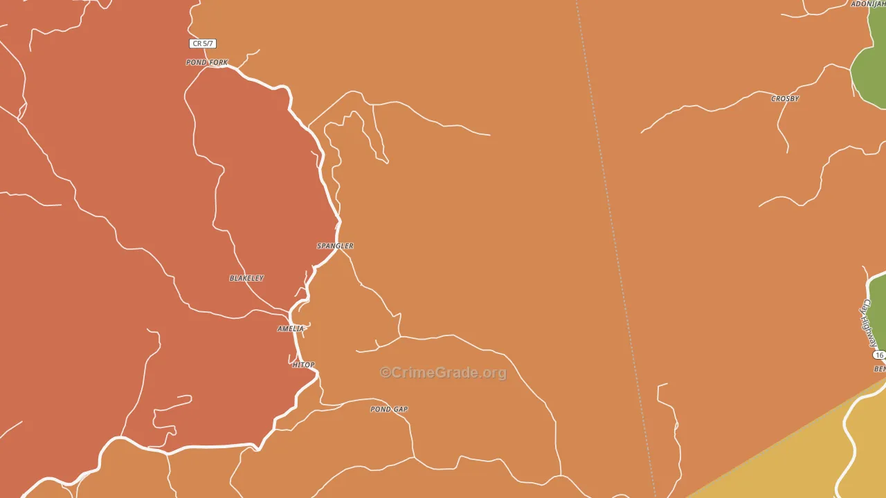 Pond Gap, WV Map of Burglary Rates
