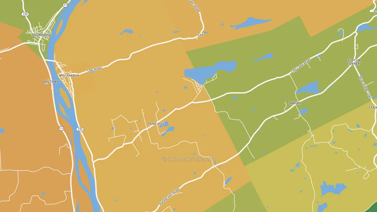Pond Hill, PA Map of Burglary Rates