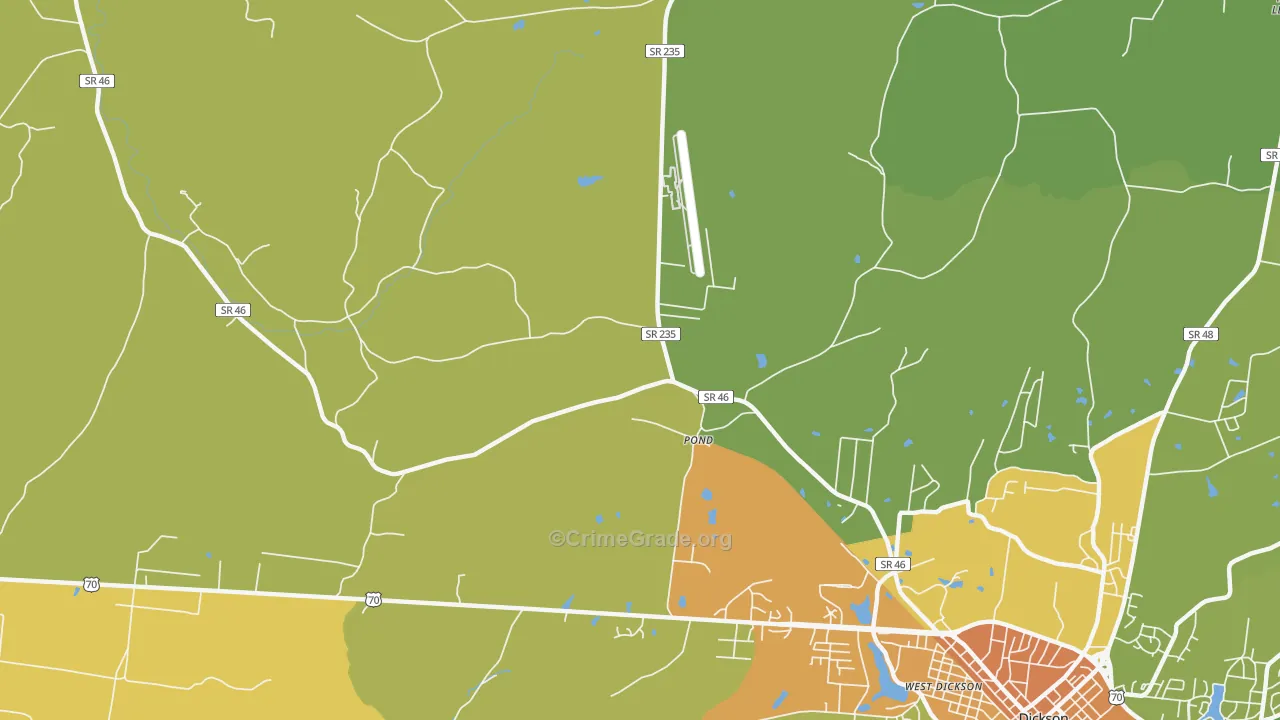 Pond, TN Map of Burglary Rates