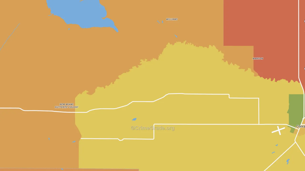 Pondera County, MT Map of Burglary Rates