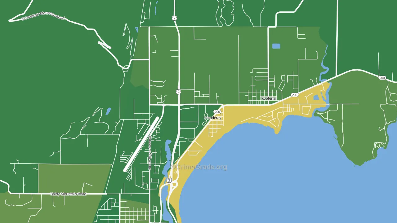 Ponderay, ID Map of Burglary Rates